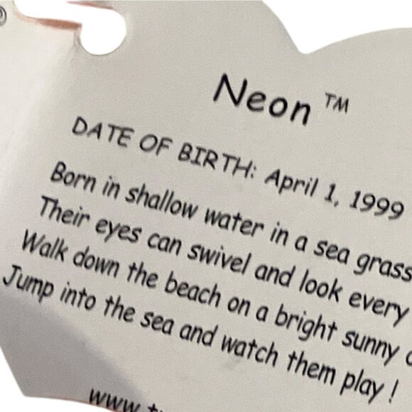 Ty Beanie Baby Neon Seahorse Plush Toy 1999 Pastel Collectible Stuffed Animal - Picture 2 of 12